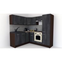 Bucatarie de Colt GENA NEW 7 ST. 180-210, Cu Corp de Cuptor, Wenge / Decor 8509